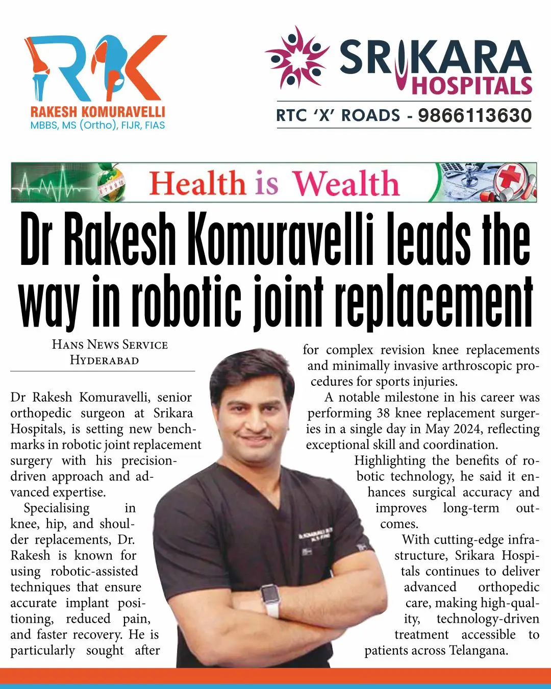 Dr. Rakesh Komuravelli Leads the Way in Robotic Joint Replacement Surgery